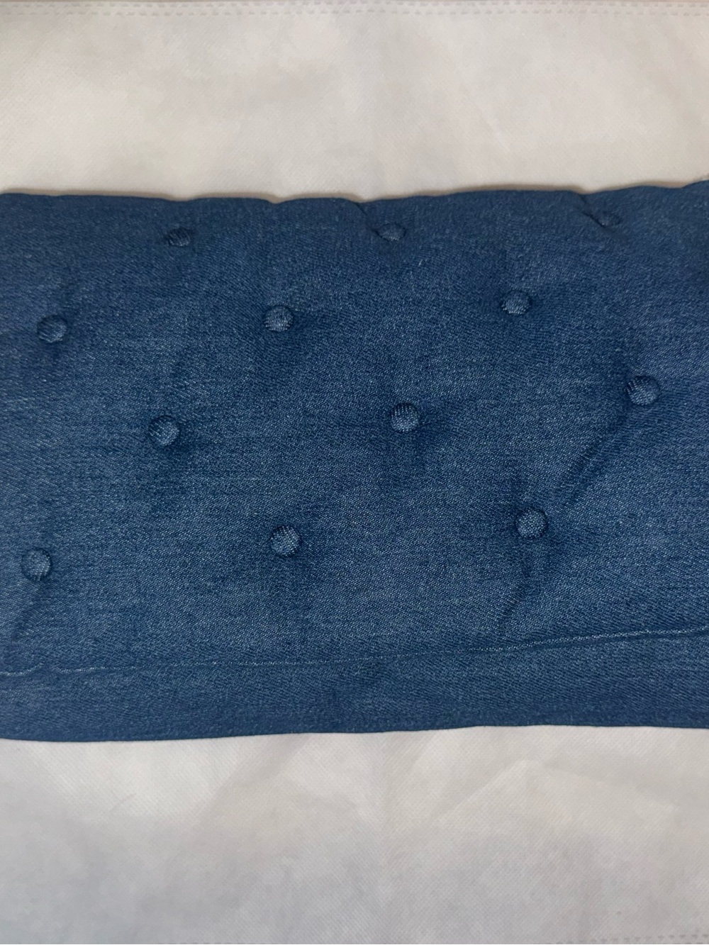 Zara Button-Tufted Denim Blue Handbag